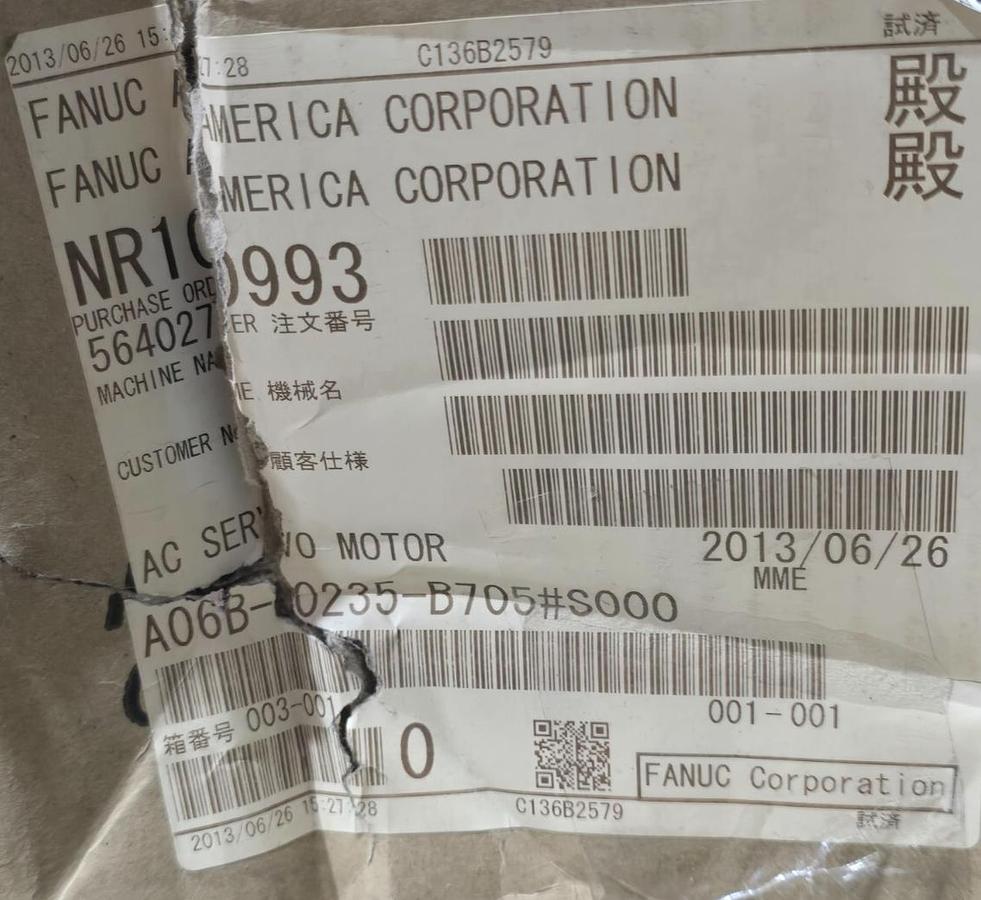 Used FANUC A06B-0235-B705#S000 aiS 8/4000 AC SERVO MOTOR 2.5kW A06B-0235-B705 NSMP