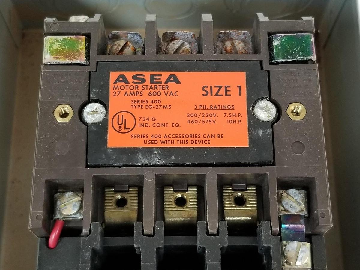 Used NEW ASEA BROWN BOVERI 400A130P STARTER 27A, 600VAC, TB159-1 , 120V, 60HZ