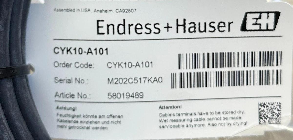 ENDRESS+HAUSER CYK10-A101 / 58019489 DIGITAL MEASURING CABLE CYK10A101 NSNP