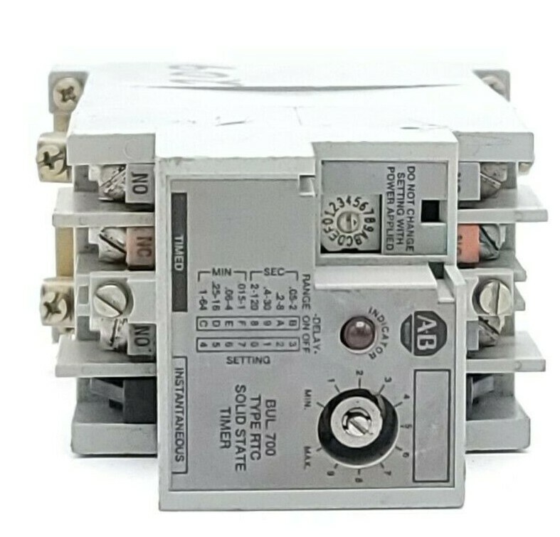 Used ALLEN BRADLEY 700-RTC00000U1 SOLID-STATE TIMING RELAY 120V DC SER. A