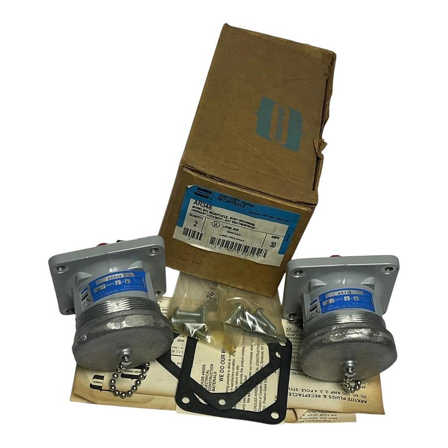 (2) Eaton Crouse-Hinds AR348 Arktite Heavy Duty Receptacles - New In Box