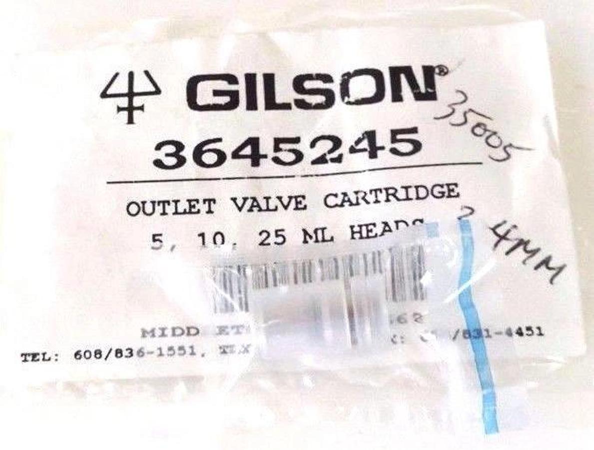 Used NEW GILSON 3645245 OUTLET VALVE CARTRIDGE 5, 10, 25 ML HEADS