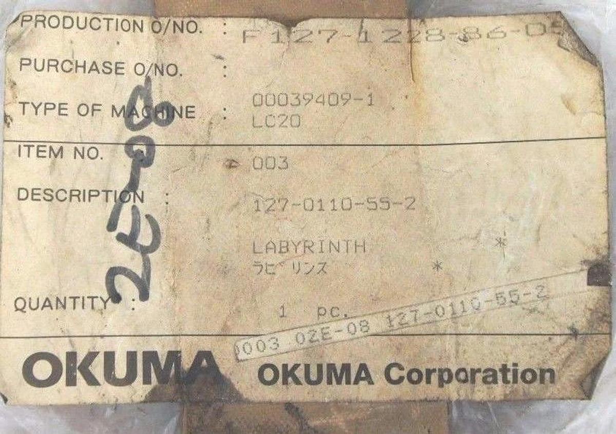 Used NEW OKUMA 003 02E-08, 127-0110-55-2 LABYRINTH SEAL