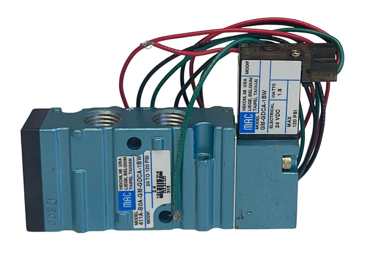 Used MAC 411A-B0A-GM-GDCA-1BW / 411AB0AGMGDCA1BW SOLENOID VALVE 24VDC 1.8W COIL NSMP