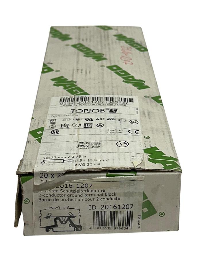 Used 20 WAGO 2016-1207 / 20161207 TOPJOB S 2-CONDUCTOR TERMINAL BLOCKS 2-POS NSMP