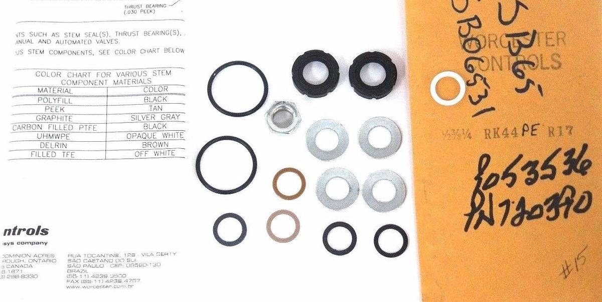 Used NEW WORCESTER CONTROLS RK44PER17 REPAIR KIT 1/2, 3/8, 1/4, RK44PE R17