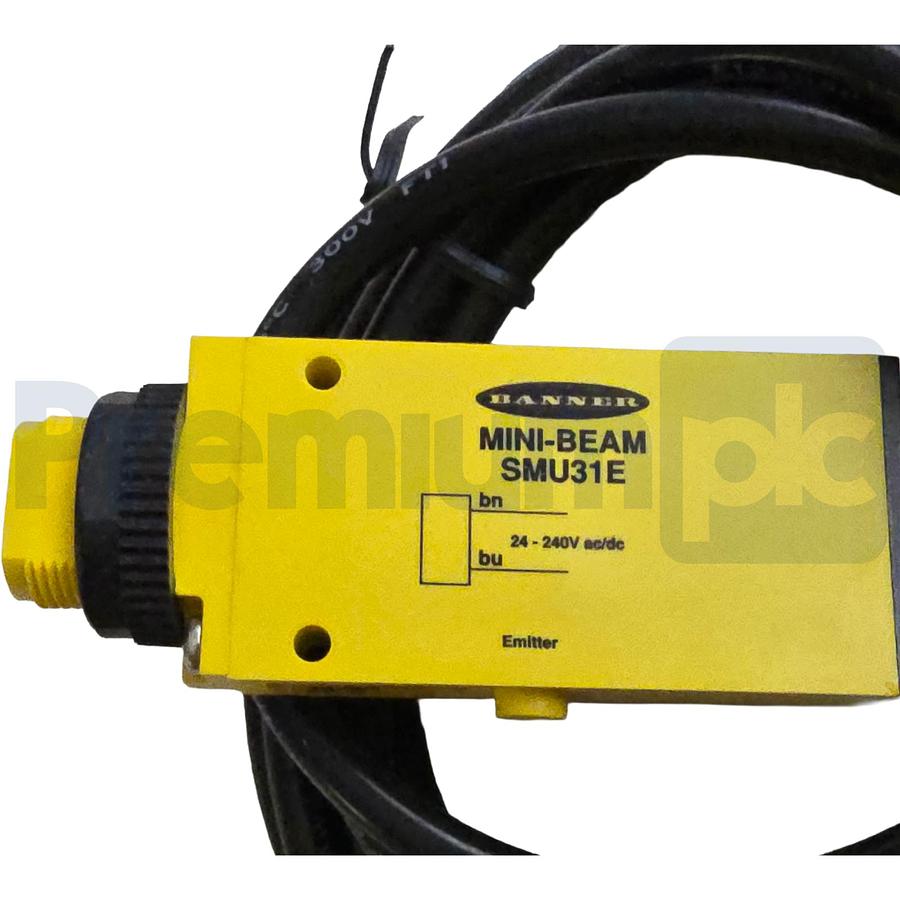 Used BANNER SMU31E - 52575 MINI-BEAM UNIVERSAL EMITTER 2m (6.5') CABLE, RANGE 3m NSMP