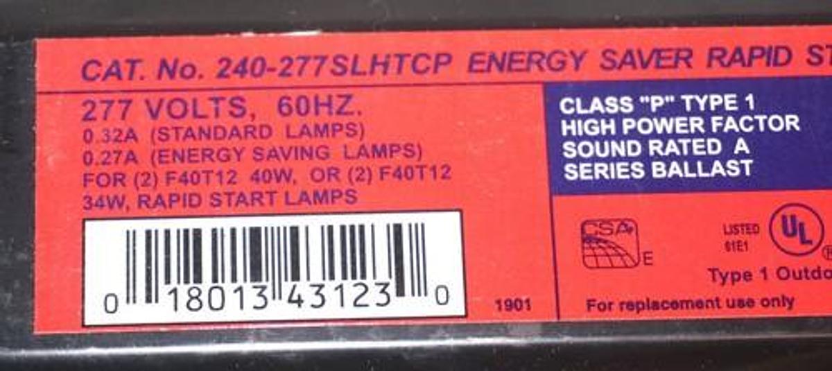 Used LOT OF 3 NEW DAMAR 240-277-SLH-TCP RAPID START BALLAST NO. 593B 240-277SLHTCP
