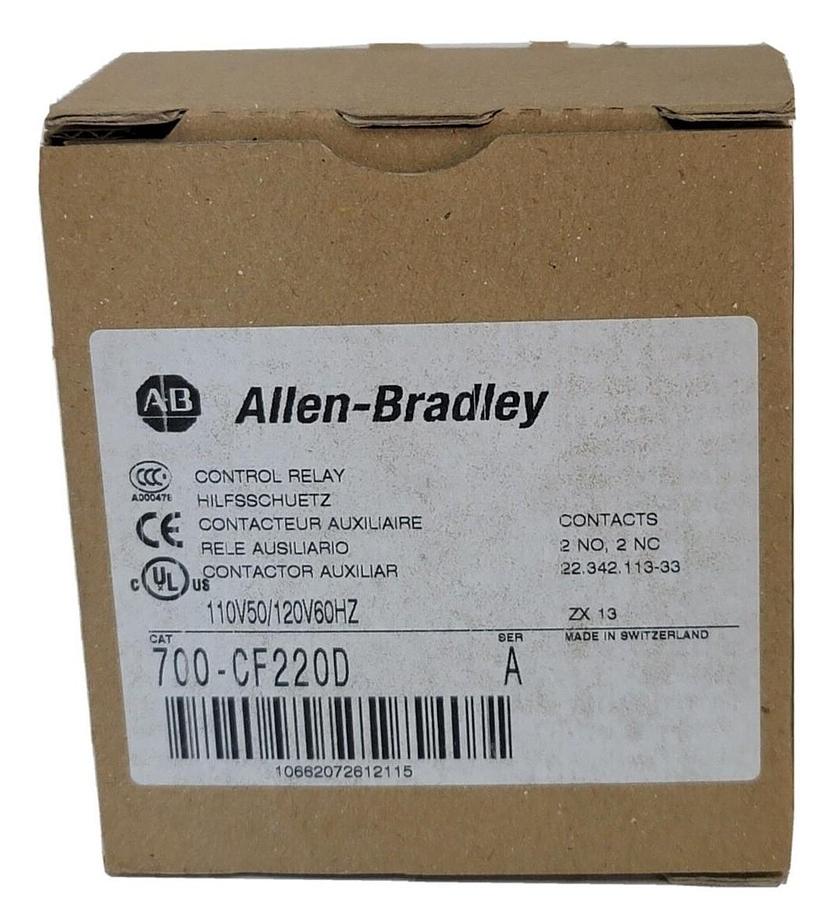 Used NIB ALLEN BRADLEY 700-CF220D SER. A CONTROL RELAY 110V50/120V60HZ