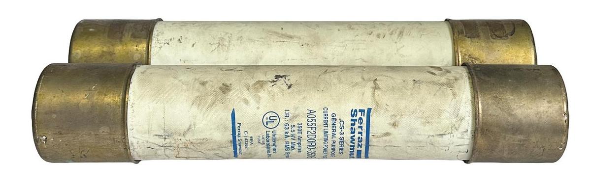 Used FERRAZ SHAWMUT A055F2D0R0-350E / A055F2D0R0350E CS-3 SERIES LIMITING POWER FUSE