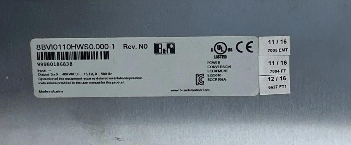 B&R 8BVI0110HWS0.000-1 ACOPOSmulti Inverter Module 15.1A 8BVI0110HWS00001 NSNP