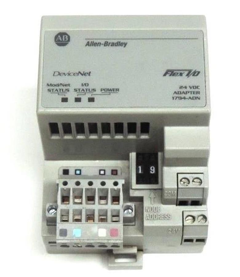 Used ALLEN BRADLEY 1794-ADN DEVICENET FLEX I/O 1794ADN, SER. B, REV. A01, 24 VDC