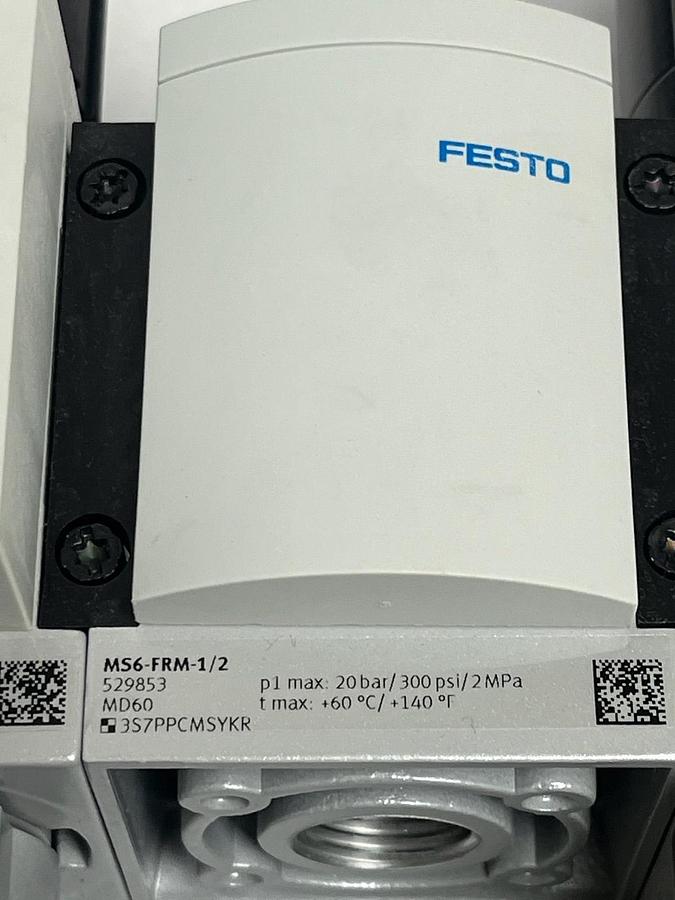Used Festo MS6 Air Preparation Unit Assembly MS6-SV MS6-LFR MS6-EM 24VDC 1/2" NPT