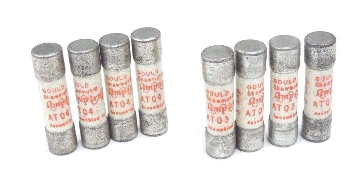 LOT OF 4 NEW AMP TRAP ATQ4 FUSES & 4 NEW ATQ3 FUSES