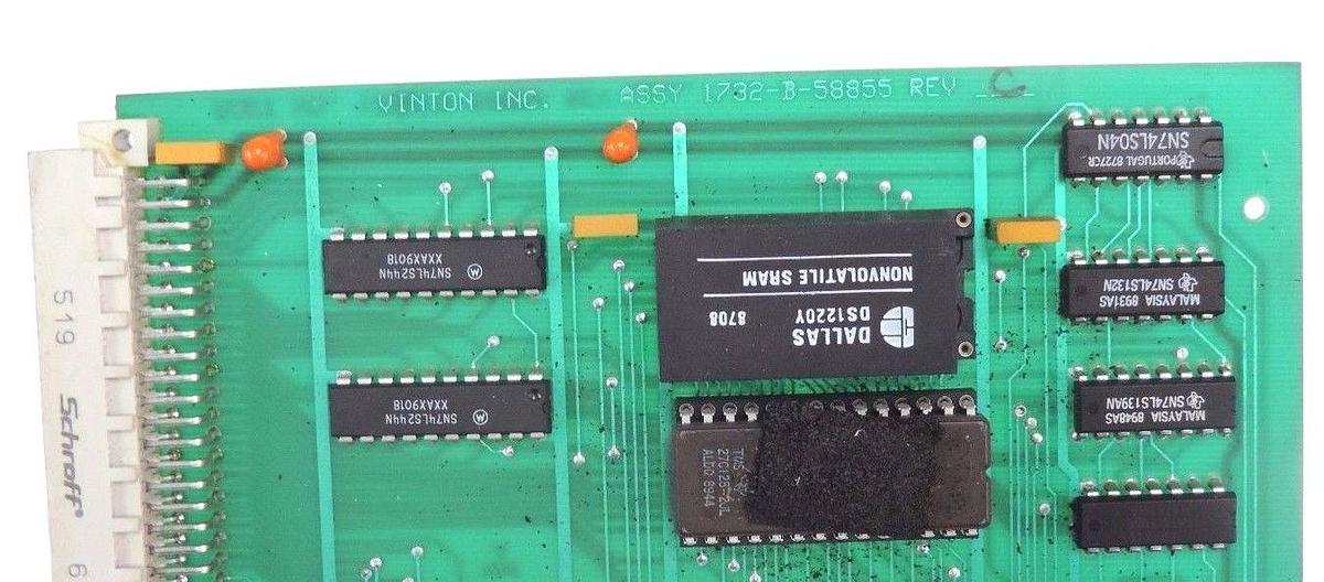 Used VINTON INC. 1732-B-58855 REV. C CONTROL BOARD 1732B58855