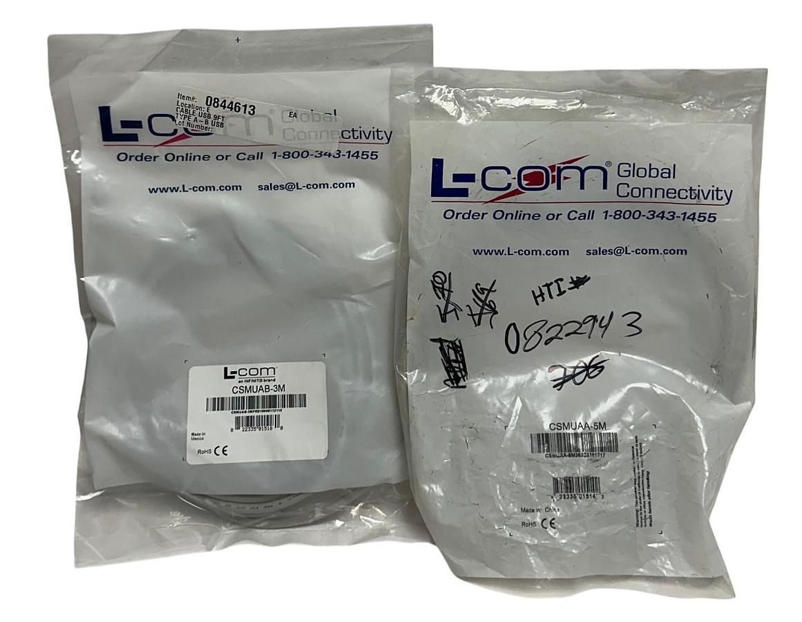 2 L-COM PREMIUM USB CABLES CSMUAB-3M / CSMUAA-5M TYPE A-B / A-A 3M/5M NSMP