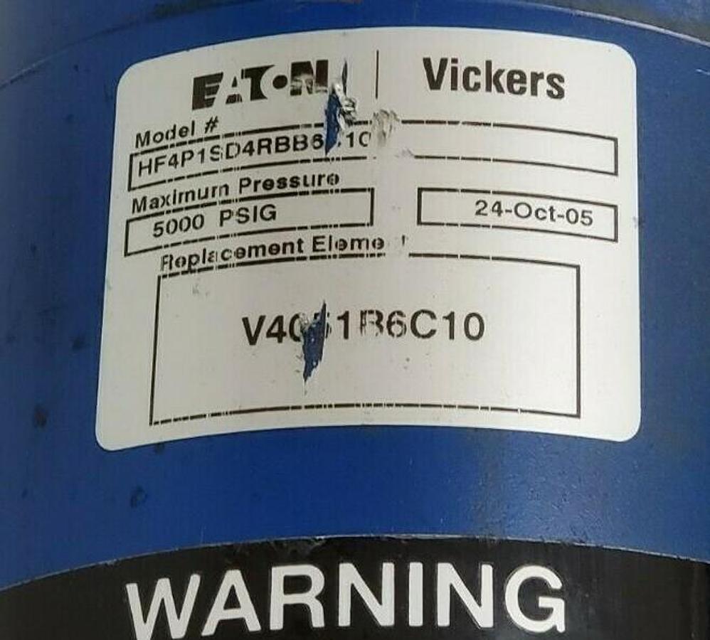 Used NEW EATON VICKERS HF4P1SD4RBB6C10 FILTER ASSEMBLY 5000PSIG 100AS12617A 02061777