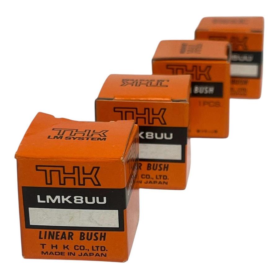 Lot of 4 THK LMK8UU Linear Bushings Square Flange 8mm ID New Surplus