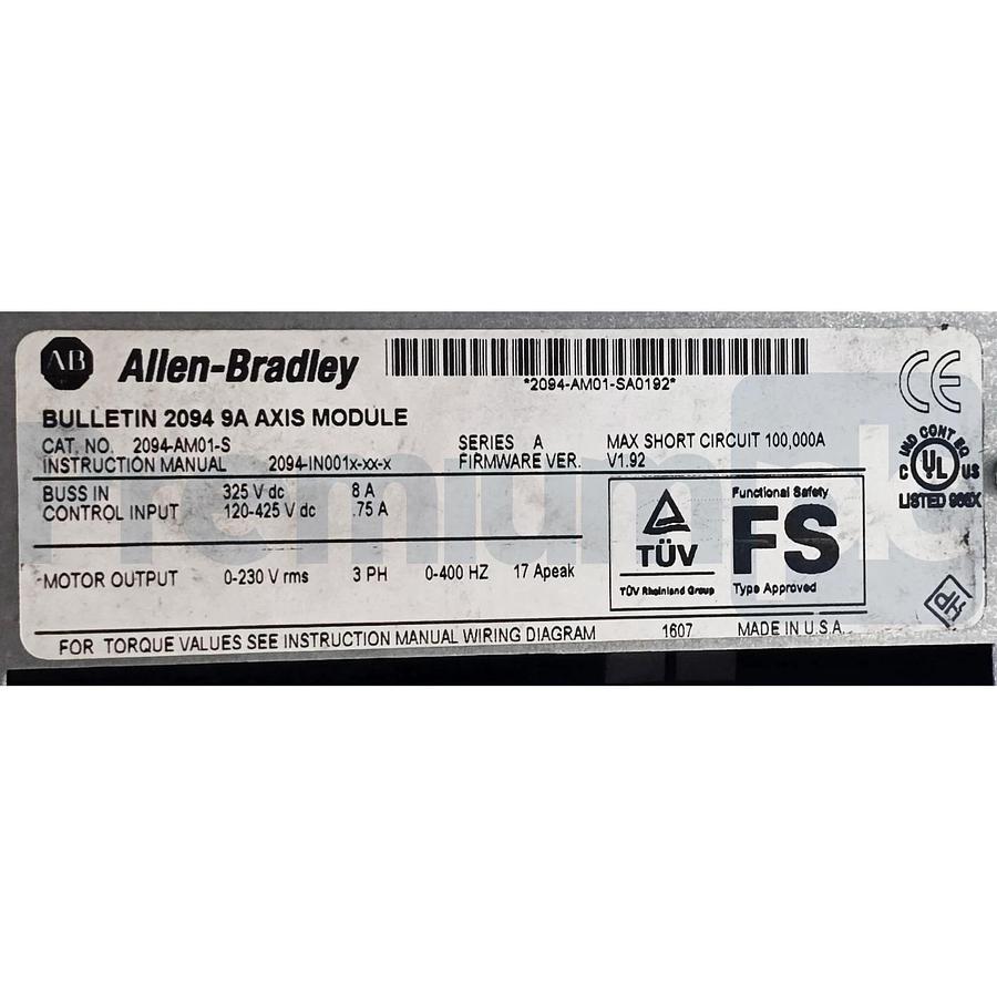 Refurbished Allen-Bradley 2094-AM01-S /A Kinetix 6000 Axis Module 200/230V 9A 2094AM01S REP.
