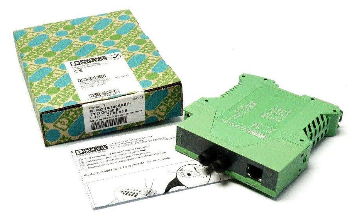 Used NIB PHOENIX CONTACT FL MC 10/100BASE-T/FO G1300 ST - 2708986 FO CONVERTER V/C 04