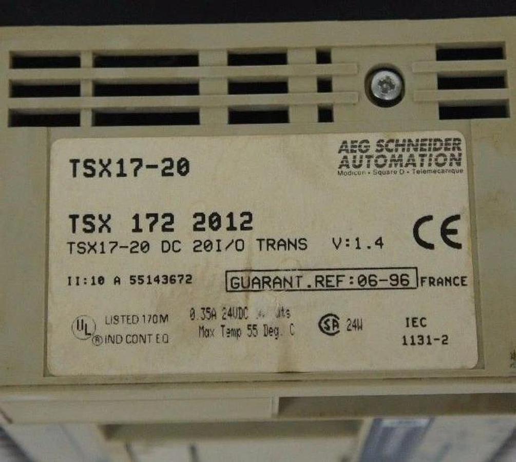 Used SCHNEIDER TELEMECANIQUE TSX17-20 CONTROLLER DC 20I/O TRANS V: 1.4 TSX-172-2012