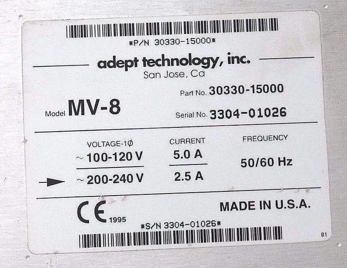 Used ADEPT TECHNOLOGY INC MV-8 CONTROLLER RACK P/N 30330-15000 200-240V, 2.5A, 50/60H