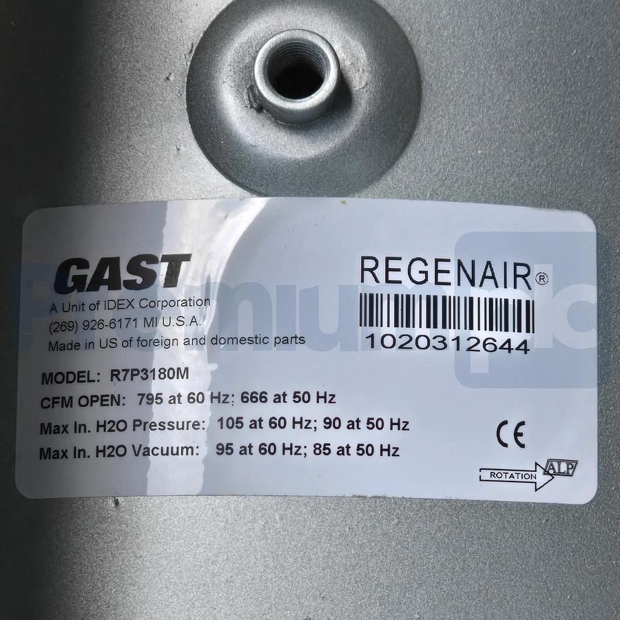 Used GAST R7P3180M | R7P Series Regenair Regenerative Blower 18HP 3PH 795CFM 230/460V