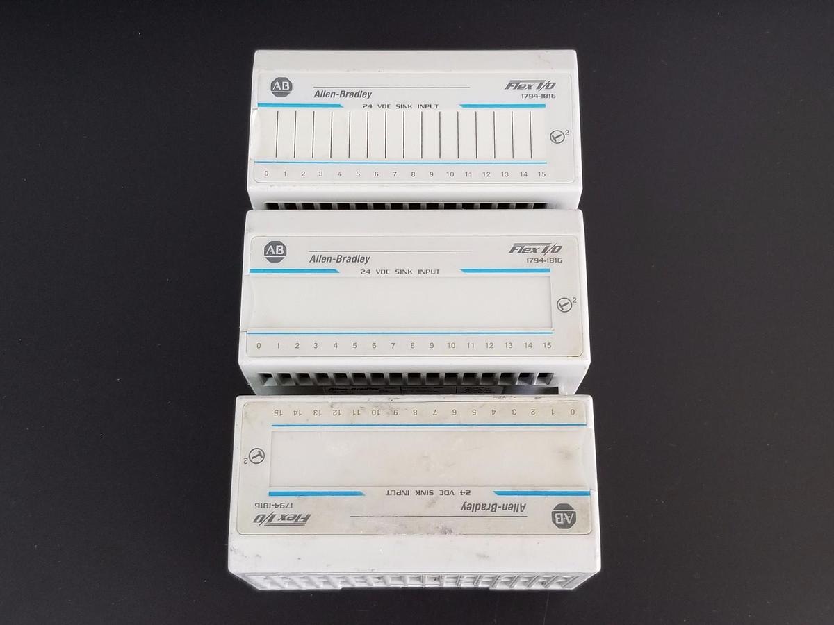 Used LOT OF 3 ALLEN BRADLEY 1794-IB16 FLEX I/O MODULES SER. A REV. A01, 1794IB16