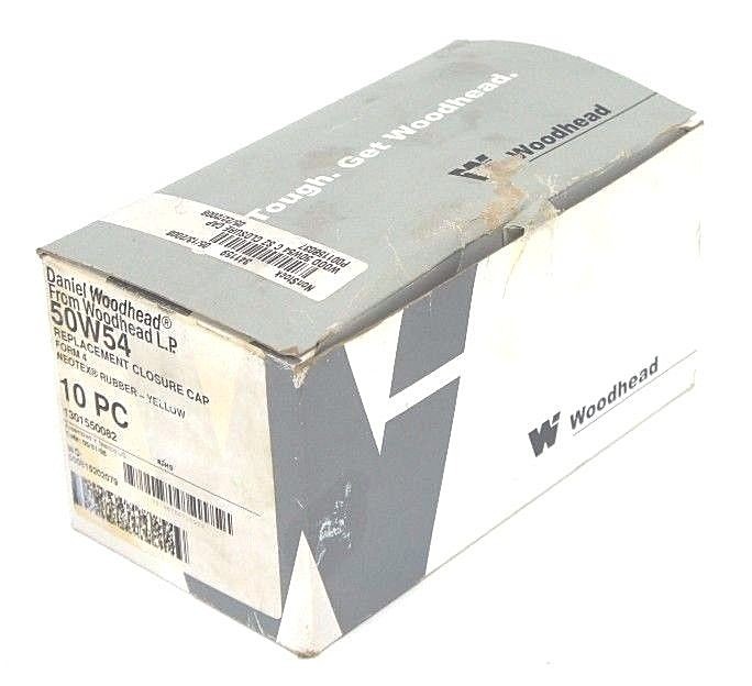 Used BOX OF 10 NEW DANIEL WOODHEAD 50W54 REPLACEMENT CLOSURE CAPS FORM 4, YELLOW