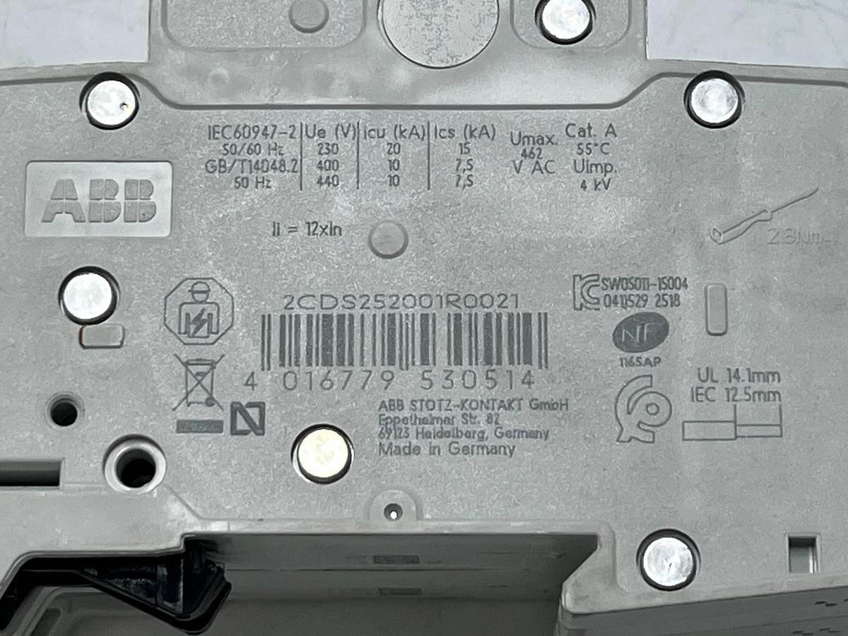 NEW ABB S202-D2 Miniature Circuit Breaker 2P 2A Type D DIN Rail IEC 60947-2 UL