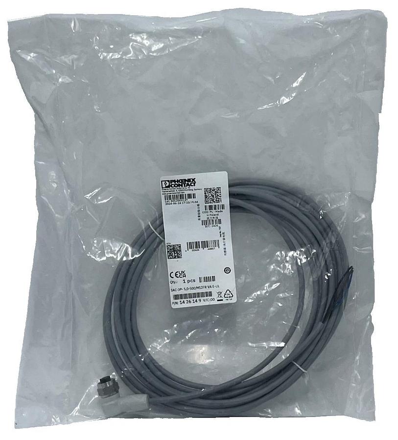 Used Phoenix Contact 1426149 SAC-3P-5,0-500/M12FR VA E-UL Sensor/Actuator Cable 5m