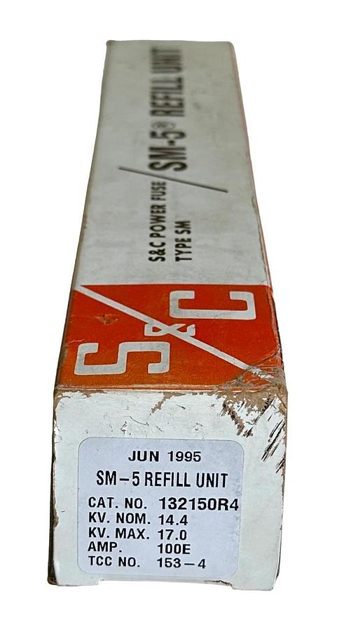 Used NEW S&C 132150R4 / 153-4 SM-5 POWER FUSE REFILL UNIT 100E 17KV MAX 14.4KV NOM