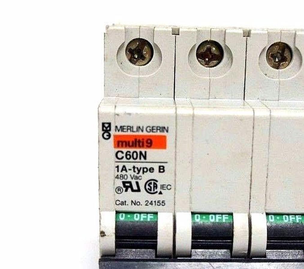 Used MERLIN GERIN MULTI 9 C60N CIRCUIT BREAKER CAT NO 24155, 1A-TYPE B, MG24155