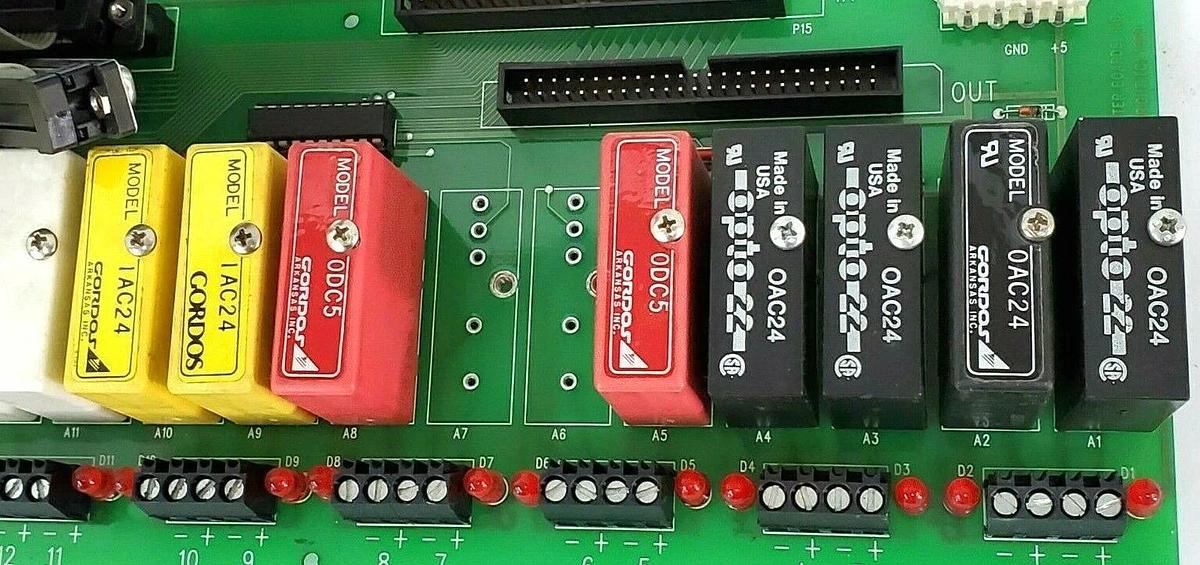 Used COMPUTER BOARDS INC. CK-66-0019 RELAY BOARD COLOR CODED W/ IDC5 IAC24 ODC5 OAC24