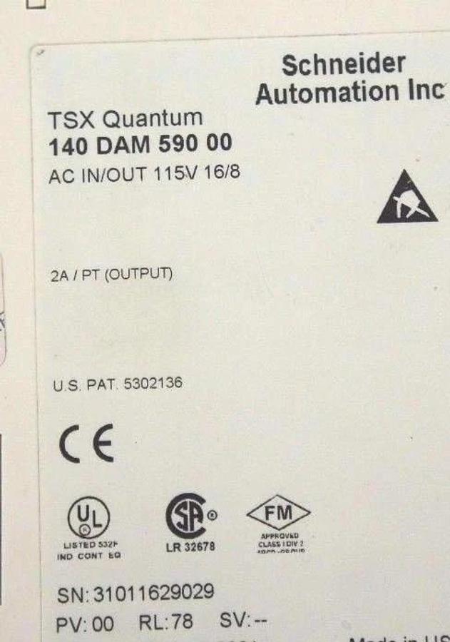 Used SCHNEIDER AUTOMATION 140-DAM-590-00 IN/OUT W/O WIRING TERMINAL 140DAM59000