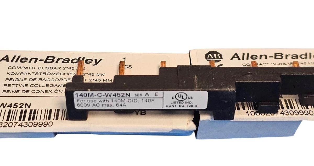 Used LOT OF 2 NIB ALLEN BRADLEY 140M-C-W452N COMPACT BUSBARS SER. A
