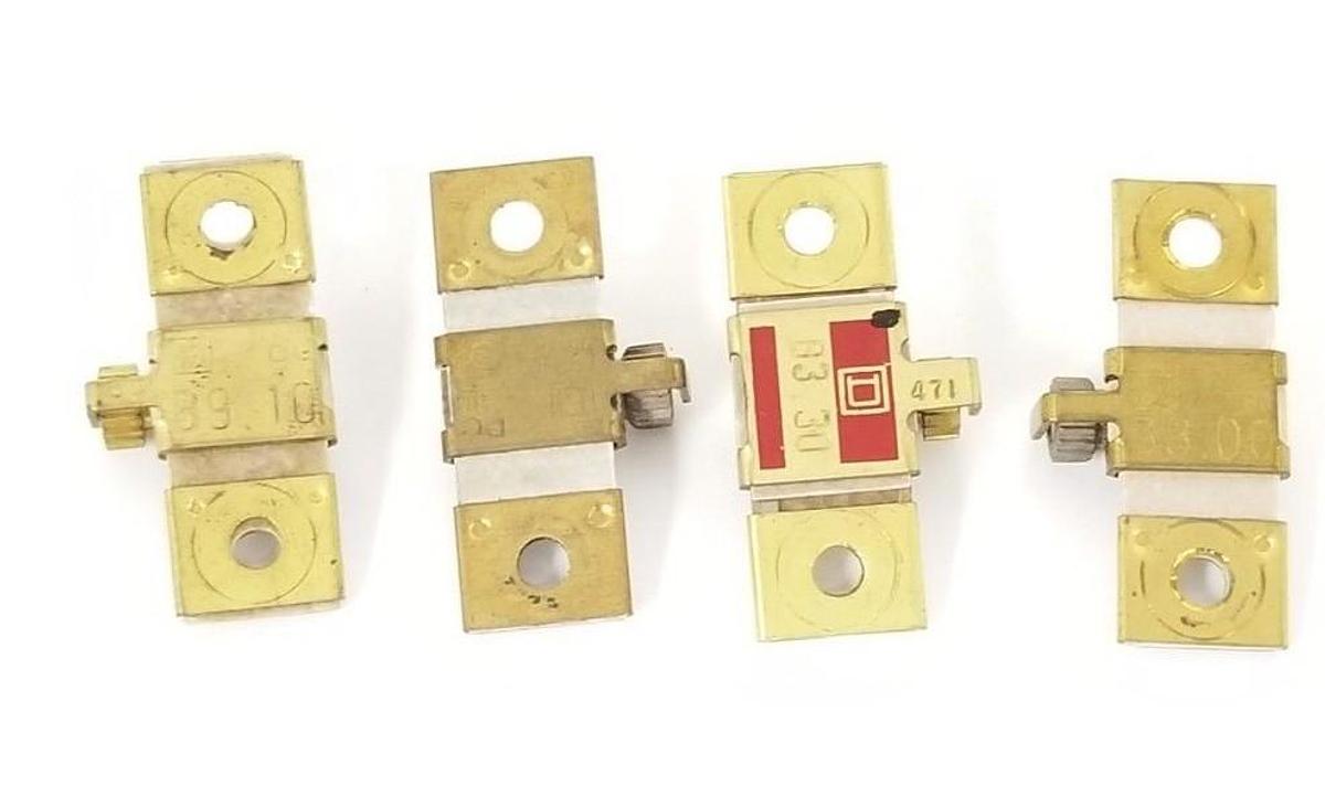 Used LOT OF 4 SQUARE D HEATER ELEMENTS B9.10, B15.5, B3.00, B3.30