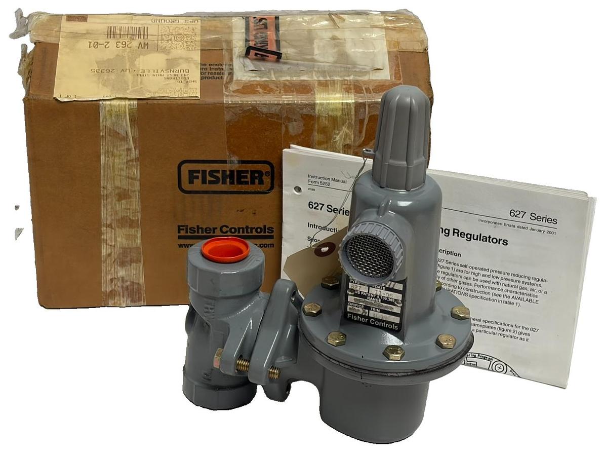 Used Fisher 627-411 Pressure Reducing Gas Regulator 3/4 NPT 1/4 Orifice 35-80 PSI New