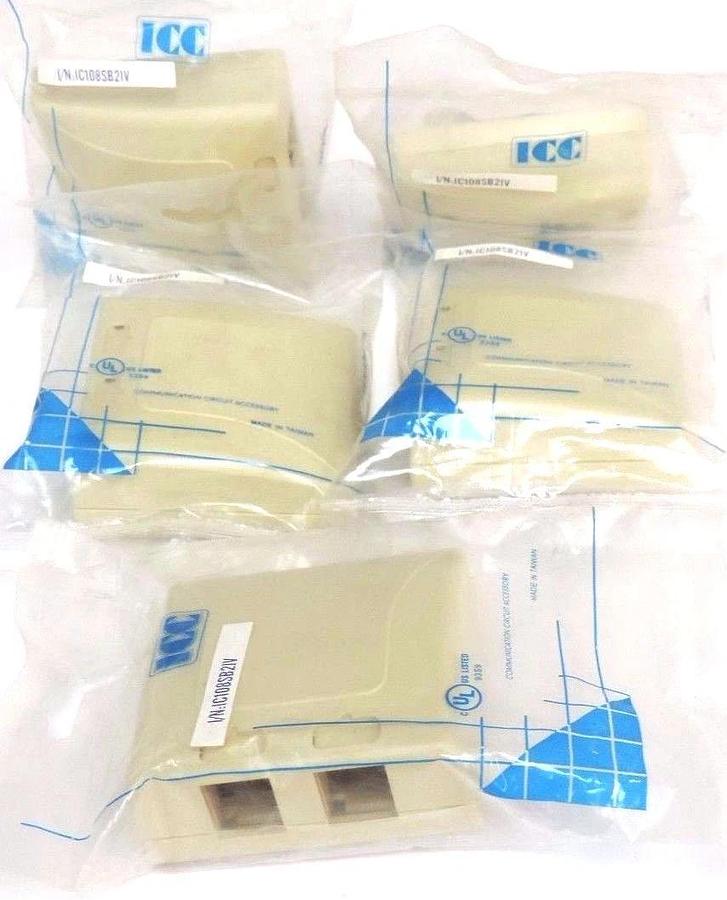 Used LOT OF 5 NEW ICC IC108SB2IV SURFACE MOUNT BOXES ELITE 2-PORT IVORY