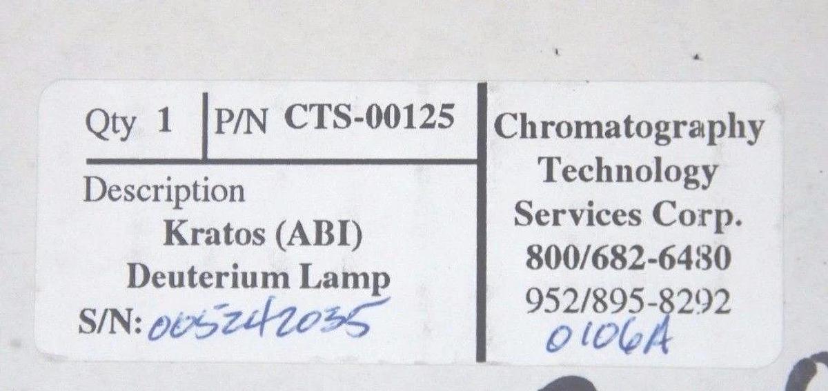 NIB IMAGE & SENSING TECHNOLOGY CORP CTS-00125 DEUTERIUM LAMP CTS00125