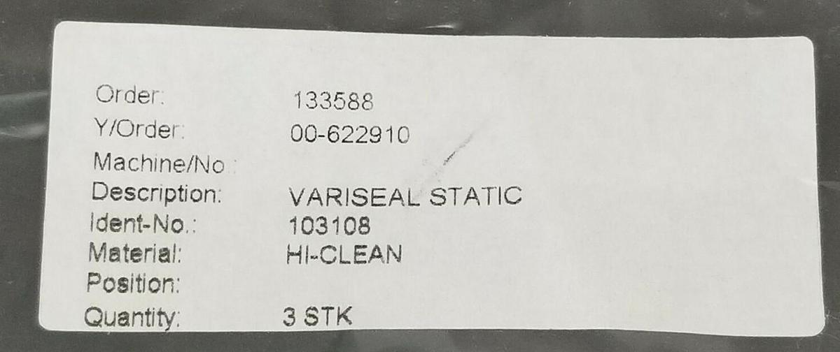 Used LOT OF 2 NEW GENERIC 103108 VARISEALS STATIC HI-CLEAN