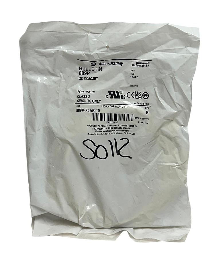 ALLEN BRADLEY 889P-F4AB-10 /B BULLETIN 889P PICO QD CORDSET 4-PIN STRAIGHT NSFS