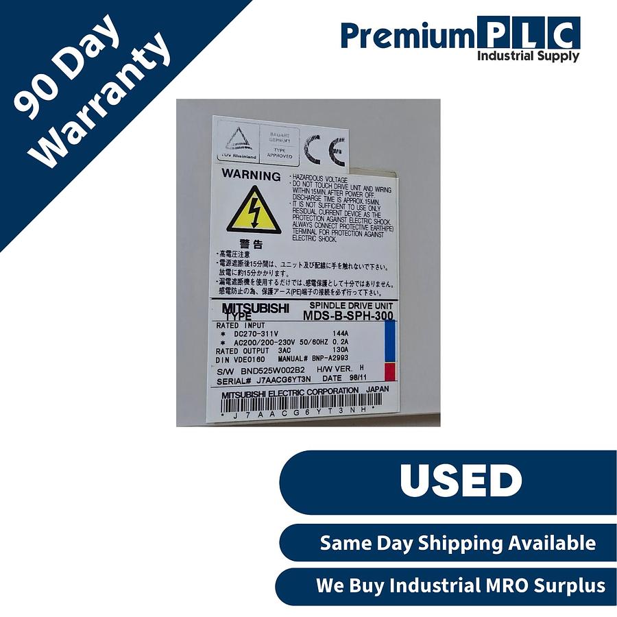 Used USED MITSUBISHI ELECTRIC MDS-B-SPH-300 MELDAS MDS-B AC SPINDLE SERVO DRIVE