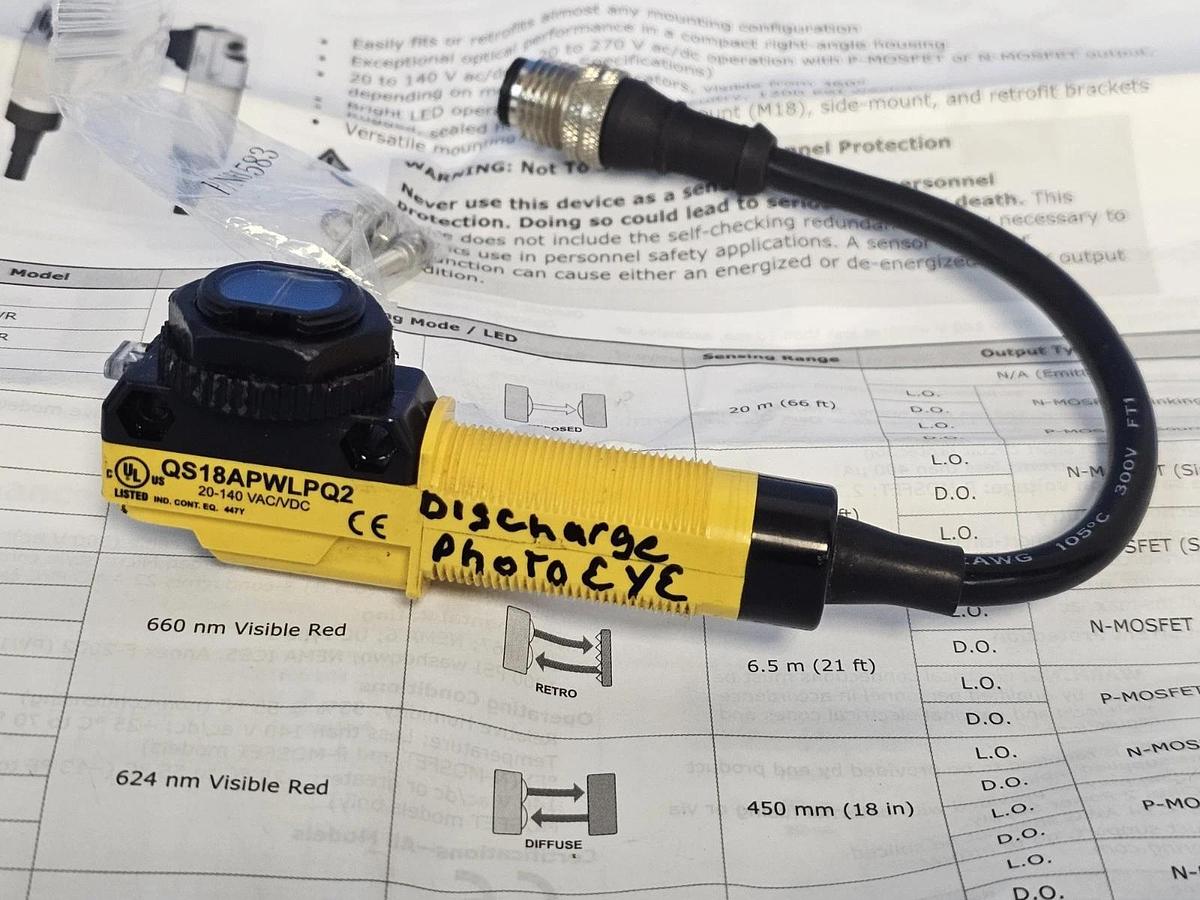 Used BANNER QS18APWLPQ2 WORLD-BEAM PHOTOELECTRIC SENSOR (79575) 20-140 V AC/DC