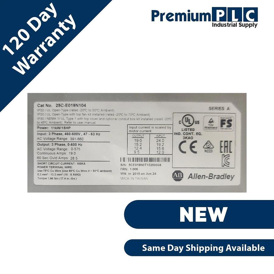 Used ALLEN BRADLEY 25C-E019N104 /A PowerFlex 527 11kW/15HP AC DRIVE 25CE019N104 NSMP