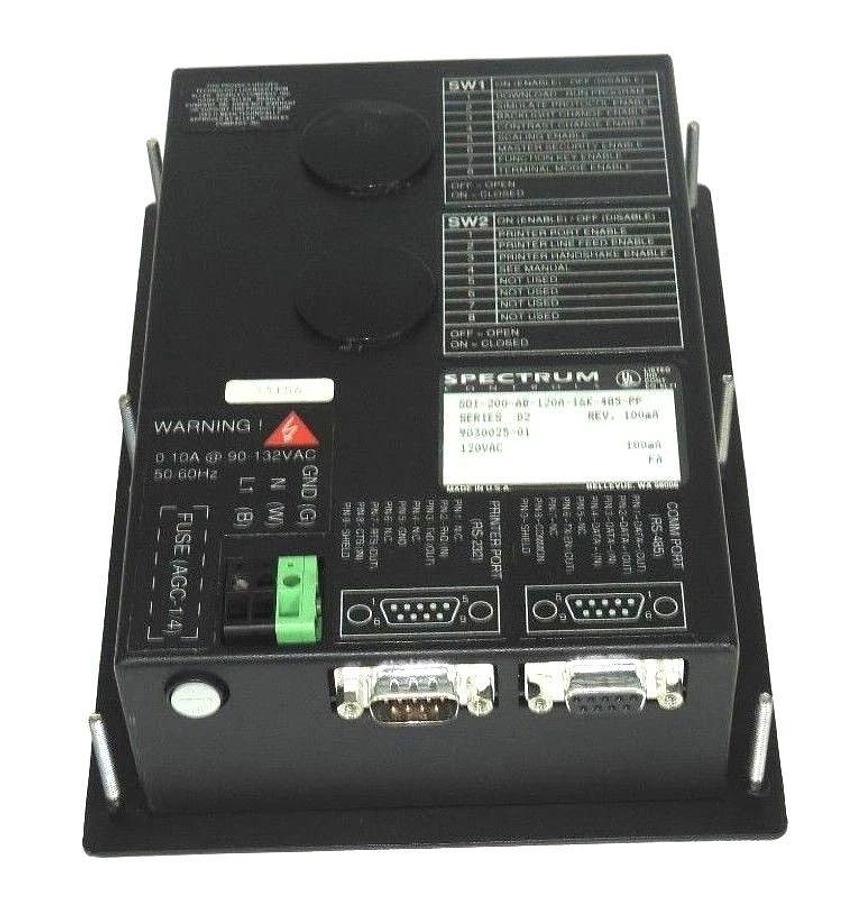 Used SPECTRUM CONTROLS SOI-200-AB-120A-16K-485-PP OPERATOR INTERFACE SER. D2 120 VAC