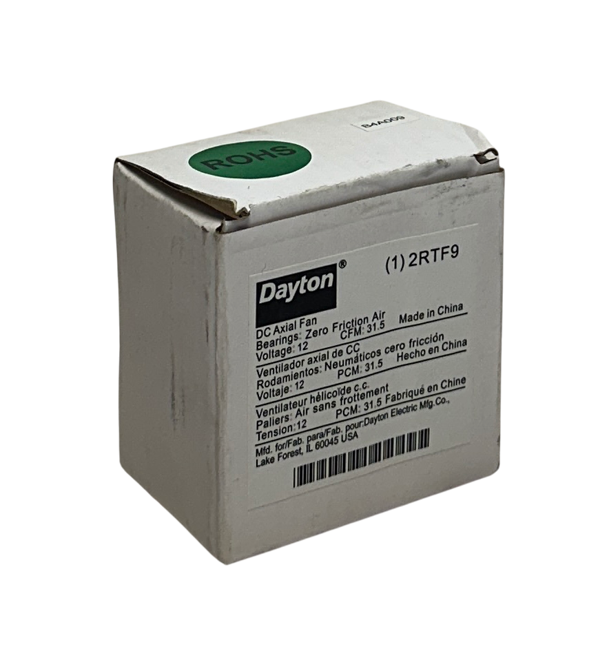 DAYTON 2RTF9 DC AXIAL FAN ZERO FRICTION AIR BEARINGS 12V 31.5CFM OEM NSMP
