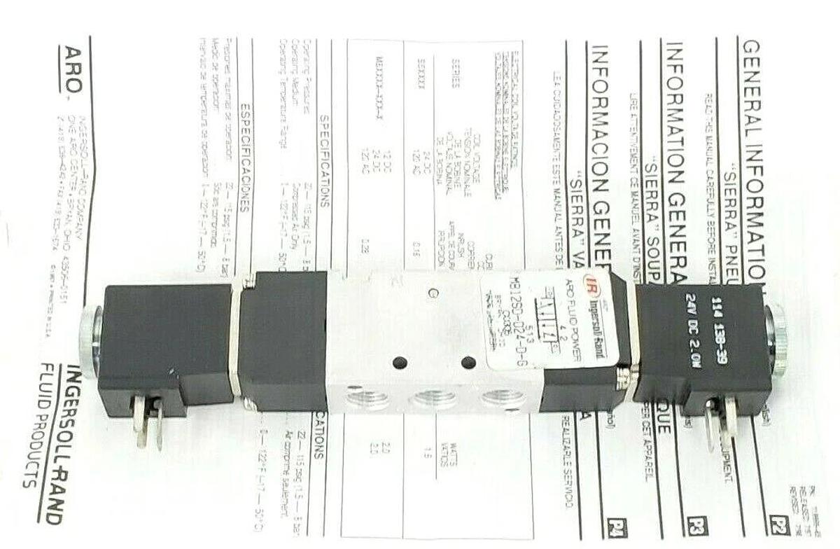 NEW ARO INGERSOLL RAND M812SD-024-D-G SOLENOID VALVE 114 138-39, 24V DC, 2.0W