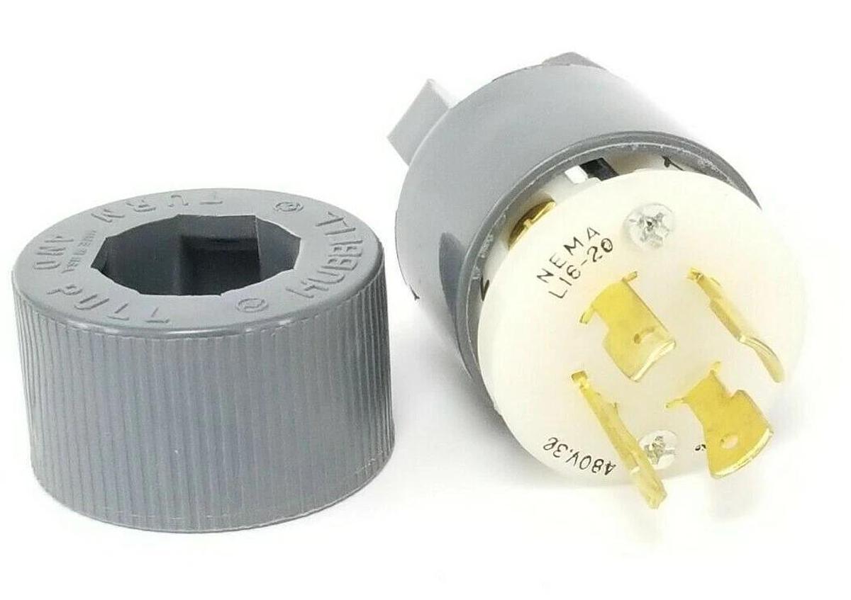 NEW HUBBELL / BRYANT 71620NP LOCKING PLUG 20A 480V L16-20 HBL2431 MALE 4 PIN