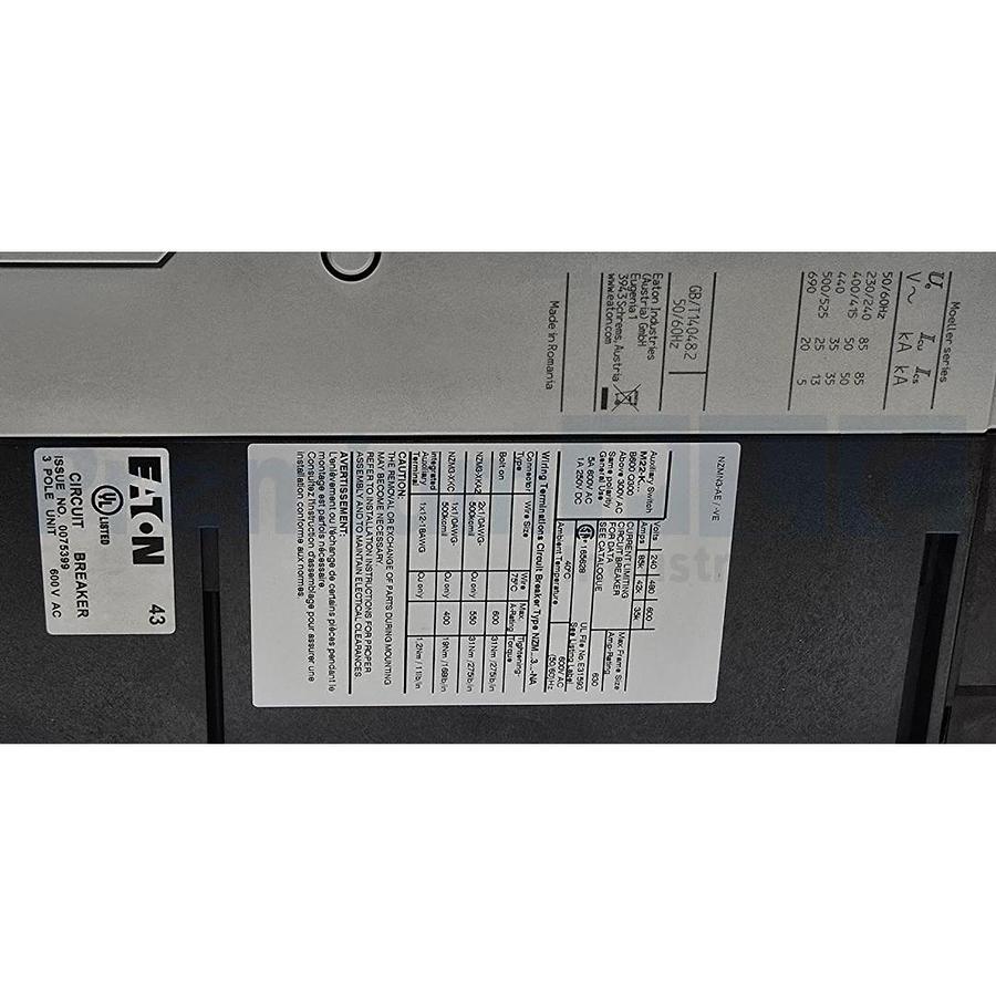 NEW EATON NZMN3-AEF600-NA MOELLER NZM3 600A CIRCUIT BREAKER 269282 W/TRIP NSMP